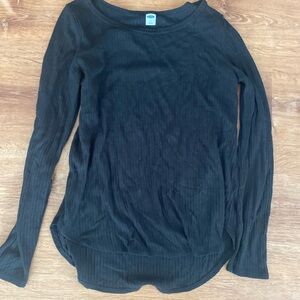 Old Navy Black Ribbed Long Sleeve Top